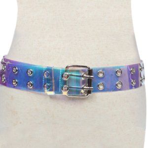 holographic double eyelet belt
